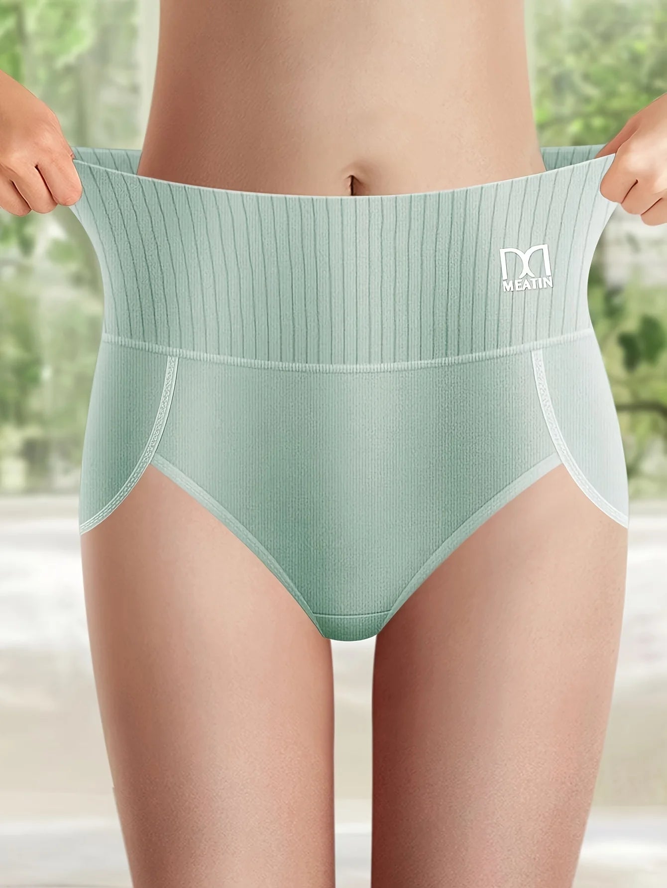 6-Pack Women'S High-Waisted Briefs Tummy Control Underwear - Soft Breathable Fabric, Elegant Solid Colors (Mint Green,