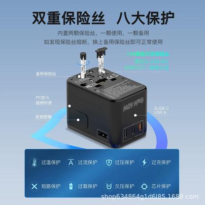 Universal Multifunctional Safety Plug Adapter Power Socket Converter to European Standard, American Standard, and Southeast Asian Charger Head