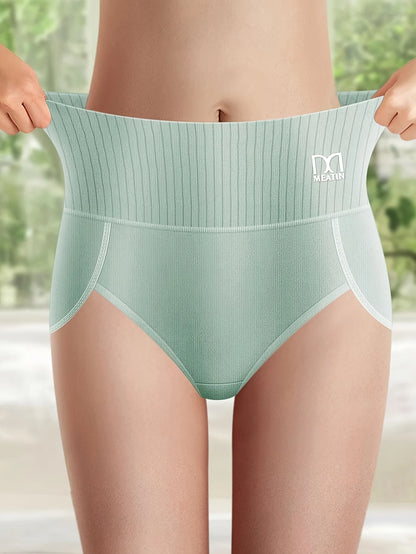 6-Pack Women'S High-Waisted Briefs Tummy Control Underwear - Soft Breathable Fabric, Elegant Solid Colors (Mint Green,