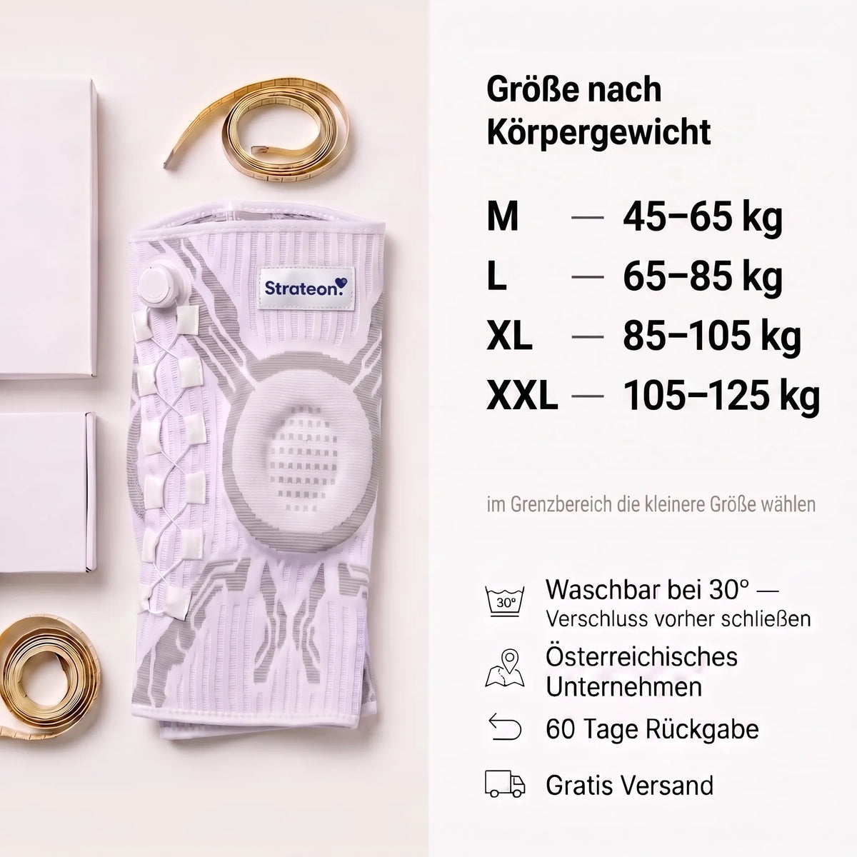 Verstellbare Kniebandage mit Gelpad